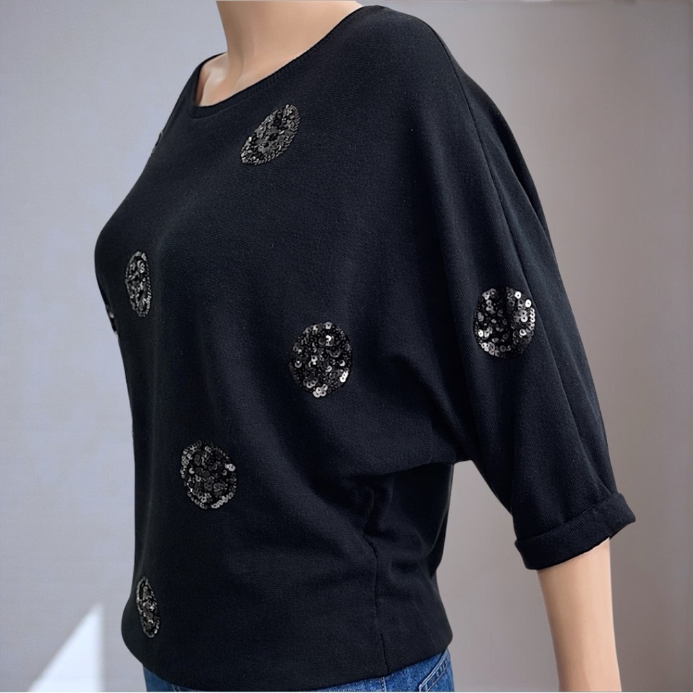 New York & Company Black Sequin Blouse - Picture 4 of 11